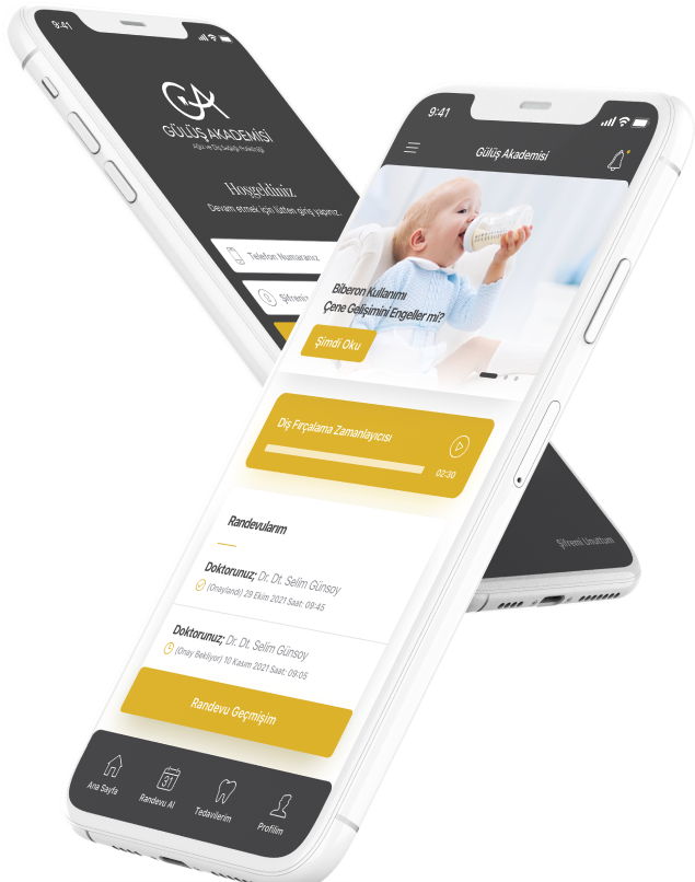 gülüş akademisi app mockup